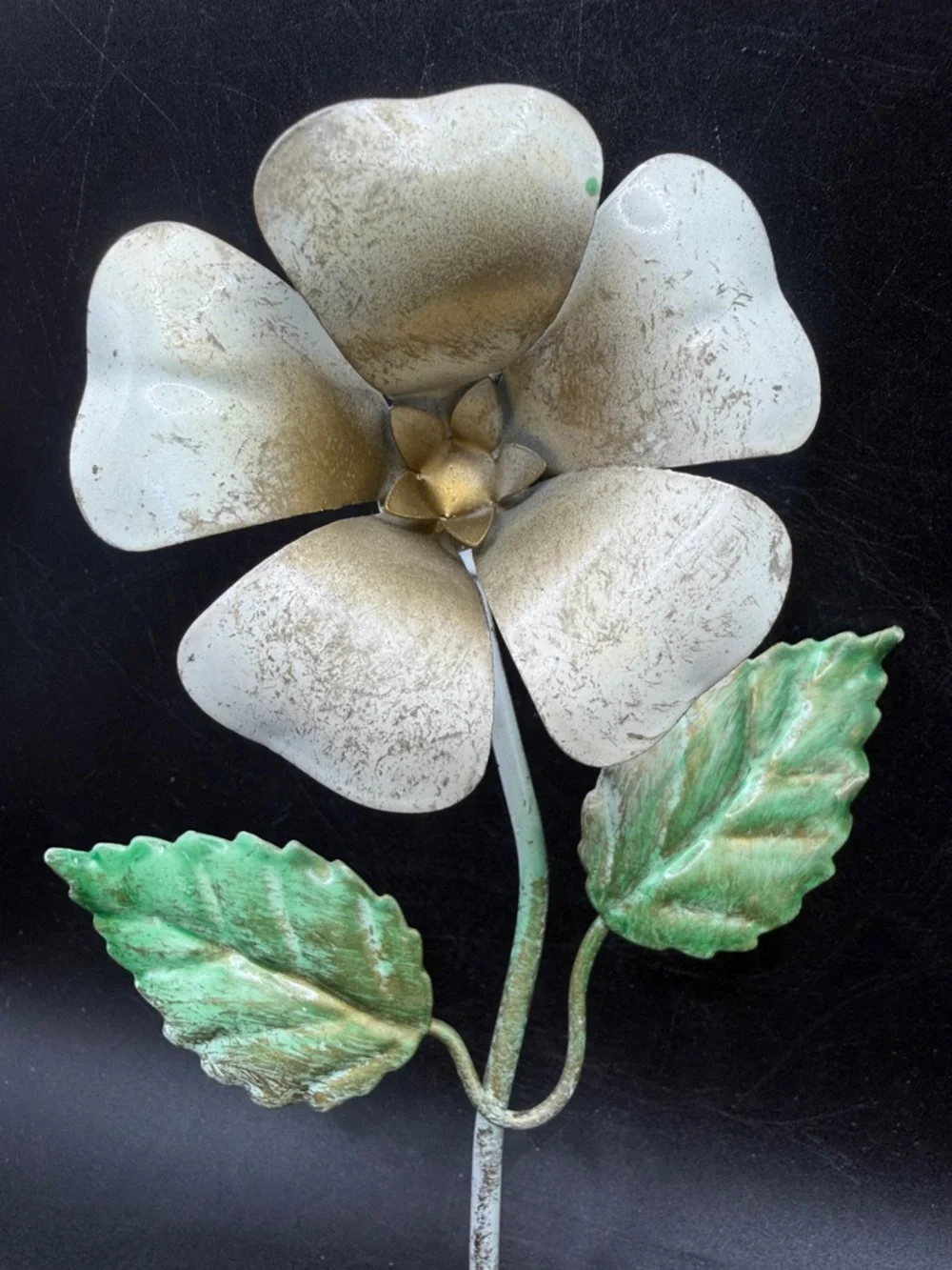 Vintage Hand Painted Italian Tole Toleware Floral Flower Wall Hook Hanger Decor
